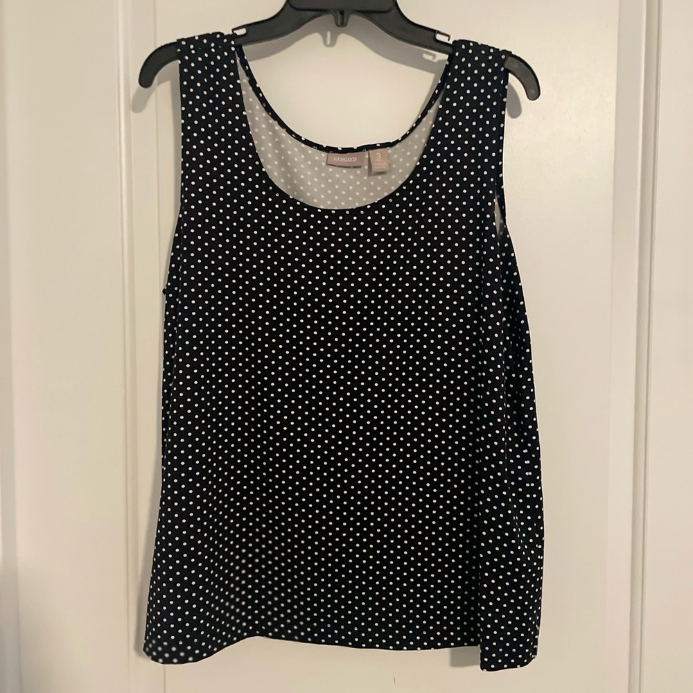 Chico's Black and White Polka Dot Tank Top